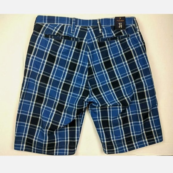 NWT $98 - American Heritage Men's Reversible Shorts - Blue Plaid & Solid - 34 - Picture 4 of 8